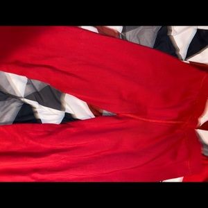 True Religion red sweatpants with gold TR symbol